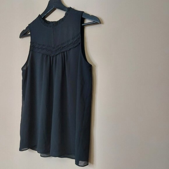 Naked Zebra black sleeveless blouse with ruffle high neck detail size small - Picture 3 of 8
